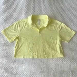 BRAND NEW Unused Fabletics Cropped Collared Shirt Yellow Size Small/Extra Small